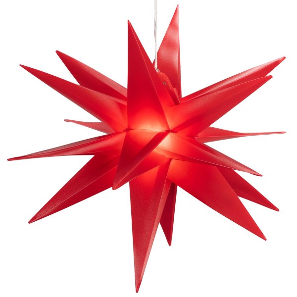 Weihnachtsstern rot PVC 10 LED warm weiß Ø 35 cm Timer Batterie Xmas-Stern