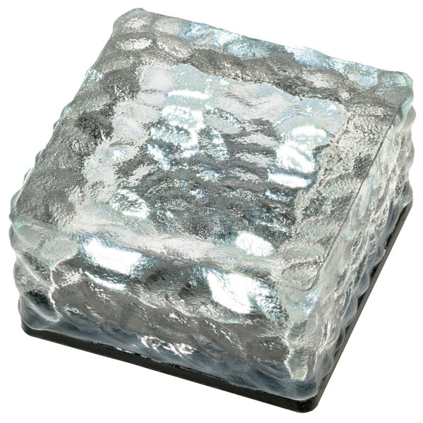 Solar Glasstein 4 LED weiß 10 x 10 x 5 cm Dekoleuchte Milchglas Bodenleuchte
