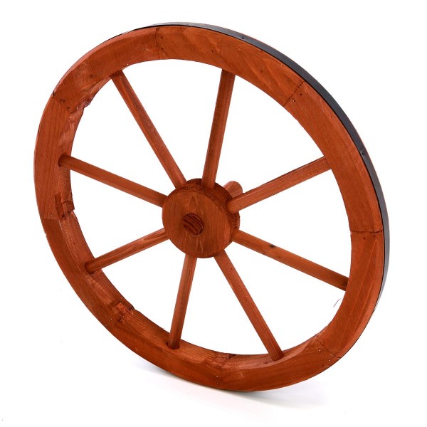 Holzrad Wagenrad 45 cm 8 Speichen rot braun Dekorad Wanddeko Speichenrad
