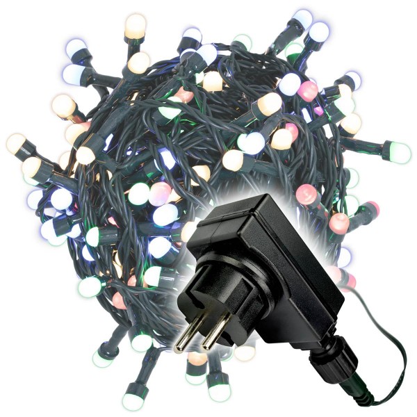 200er Maxi LED Lichterkette bunt außen Party Deko Trafo grünes Kabel 30m