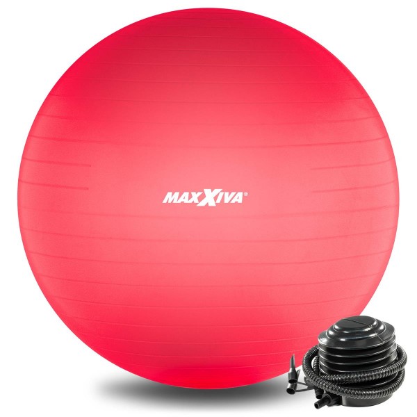 MAXXIVA Gymnastikball Ø 55 cm Rot mit Pumpe Sitzball Fitness Yoga Pilates