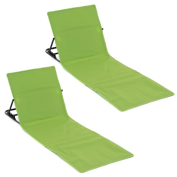 2 x Strandmatte Beachmatte gepolstert faltbar verstellbare Rückenlehne grün