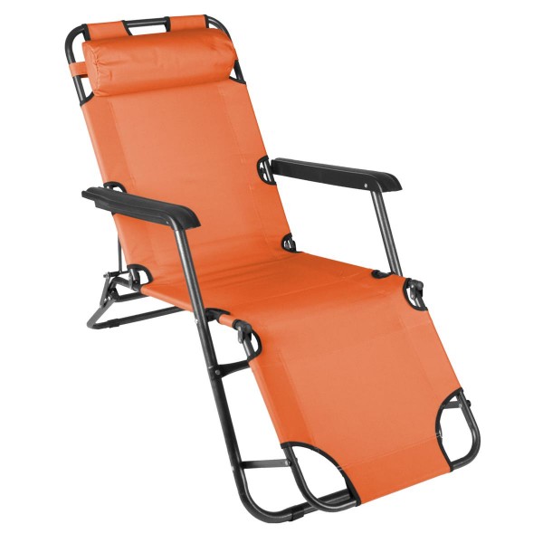 klappbare Sonnenliege Relaxliege Liegestuhl orange Klappliege Stahl