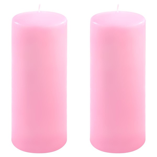2er Set Stumpenkerze pink Höhe 25 cm Ø 10 cm lange Brenndauer Rund-Kerze