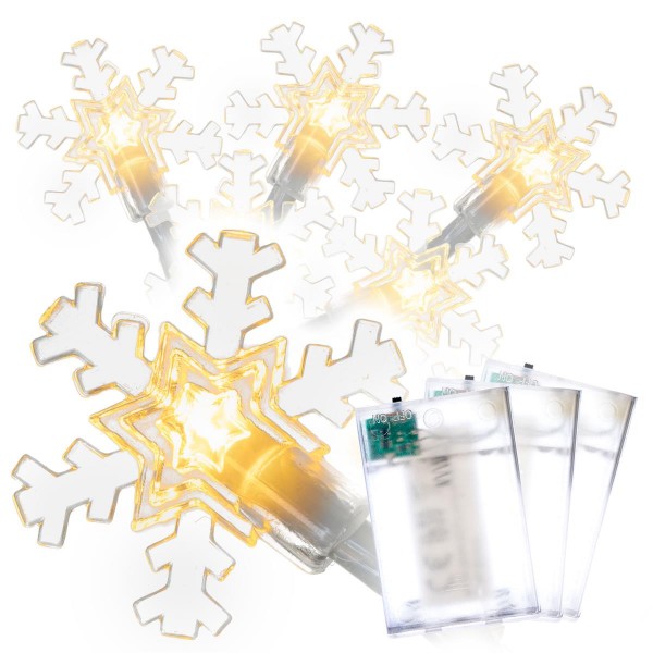 Lichterkette Schneeflocke Acryl 20 LED warm weiß Batterie Timer Xmas-Deko