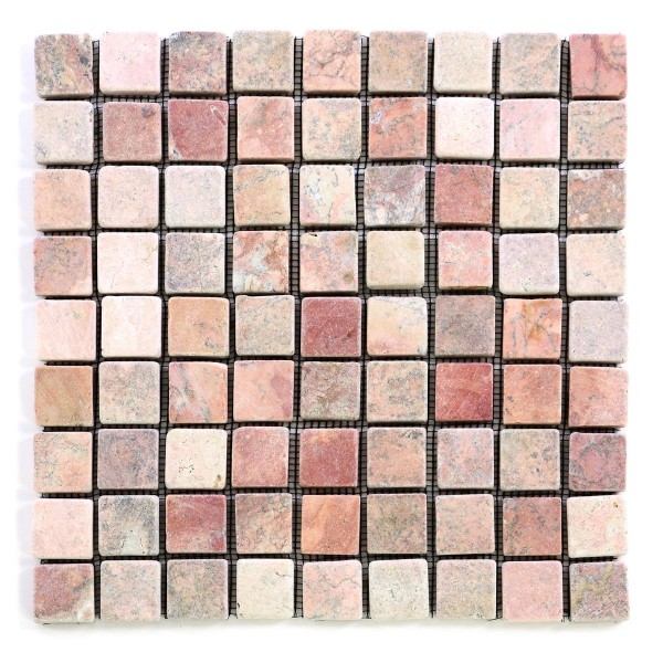 DIVERO 1 Fliesenmatte Naturstein Mosaik aus Marmor creme/rosa 29 x 29 cm