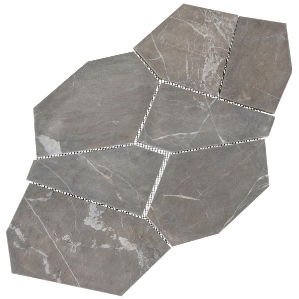Polygonalplatten Marmor Bodenfliese &quot;Montago&quot; grau anthrazit Mosaiksteinfliese