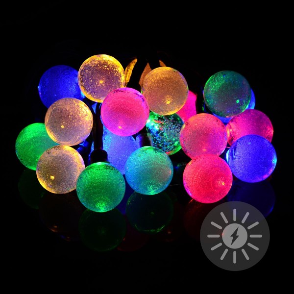 20 LED Solarlichterkette Ball bunt Blinkfunktion Bälle Gartenbeleuchtung