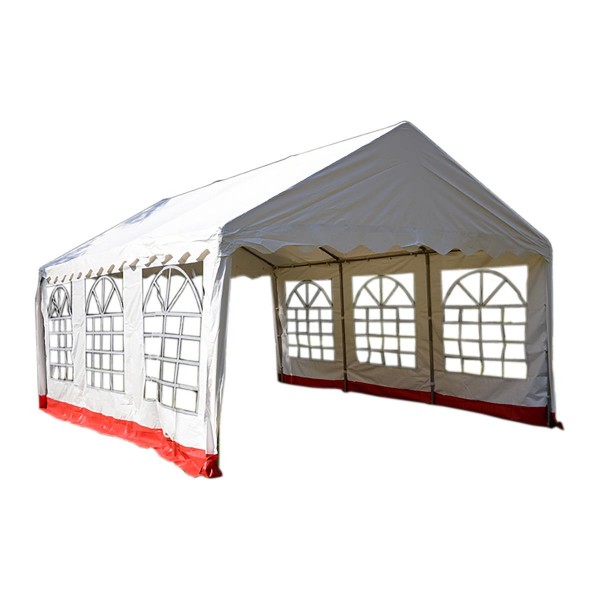 Hochwertiges Festzelt Partyzelt 4x6 m weiß rot PVC 400 g/m² Dach wasserdicht