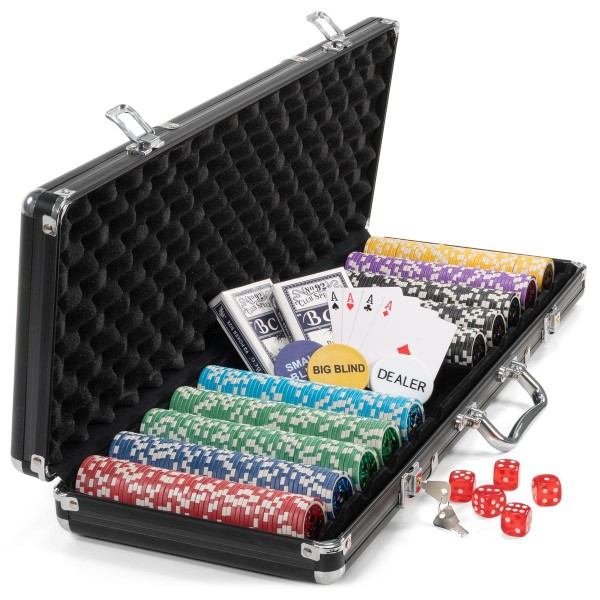 Pokerkoffer schwarz Pokerset 500 Laser Pokerchips Poker Komplett Set 11 g Chips