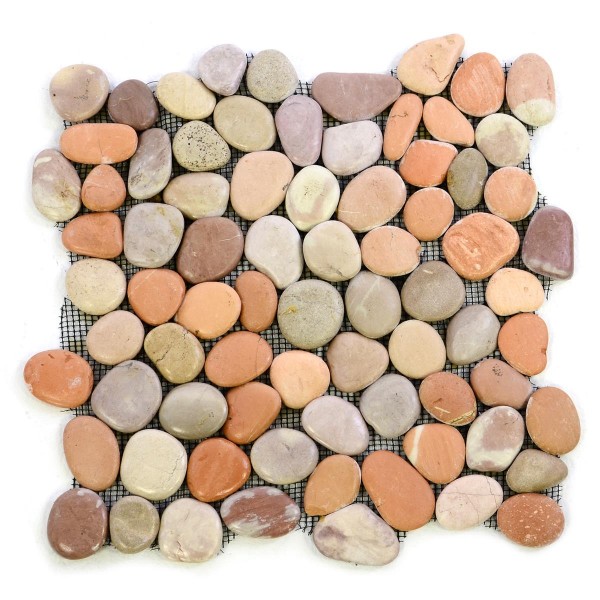 DIVERO 11 Fliesenmatten Flussstein Mosaikfliesen terrakotta á 32 x 32 cm