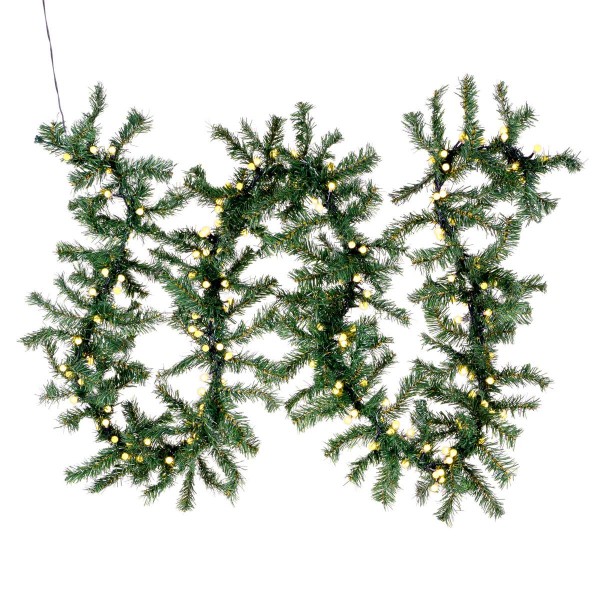 Weihnachtsgirlande Zweige mit LED-Kugeln gefrostet 200 LED warm weiß Trafo Timer